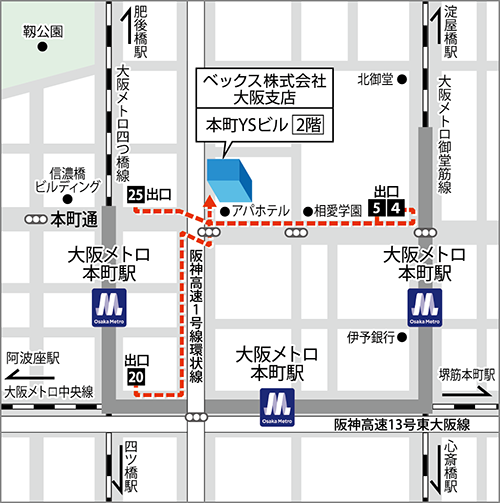 大阪支店までのアクセスマップ